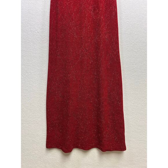 Bryer Too Vintage Y2K Red Glitter One-Shoulder Maxi Formal Event Dress Small - Picture 3 of 11